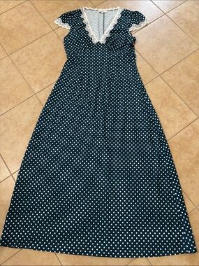 NWOT Rihoas Polka Dot Lace-Trim Dress